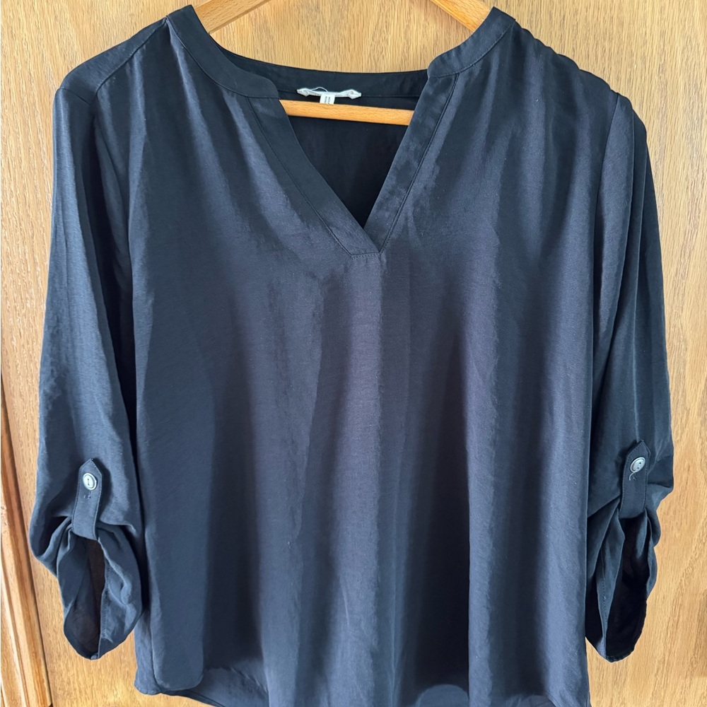 Maurices Elegant Black Roll-Up Sleeve Blouse